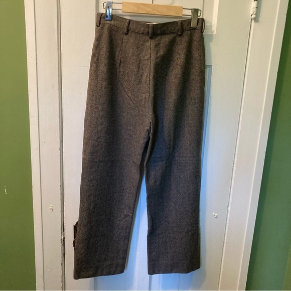 Vintage Sandy White Brown Pleated 100% Wool lined Trousers - Picture 5 of 7